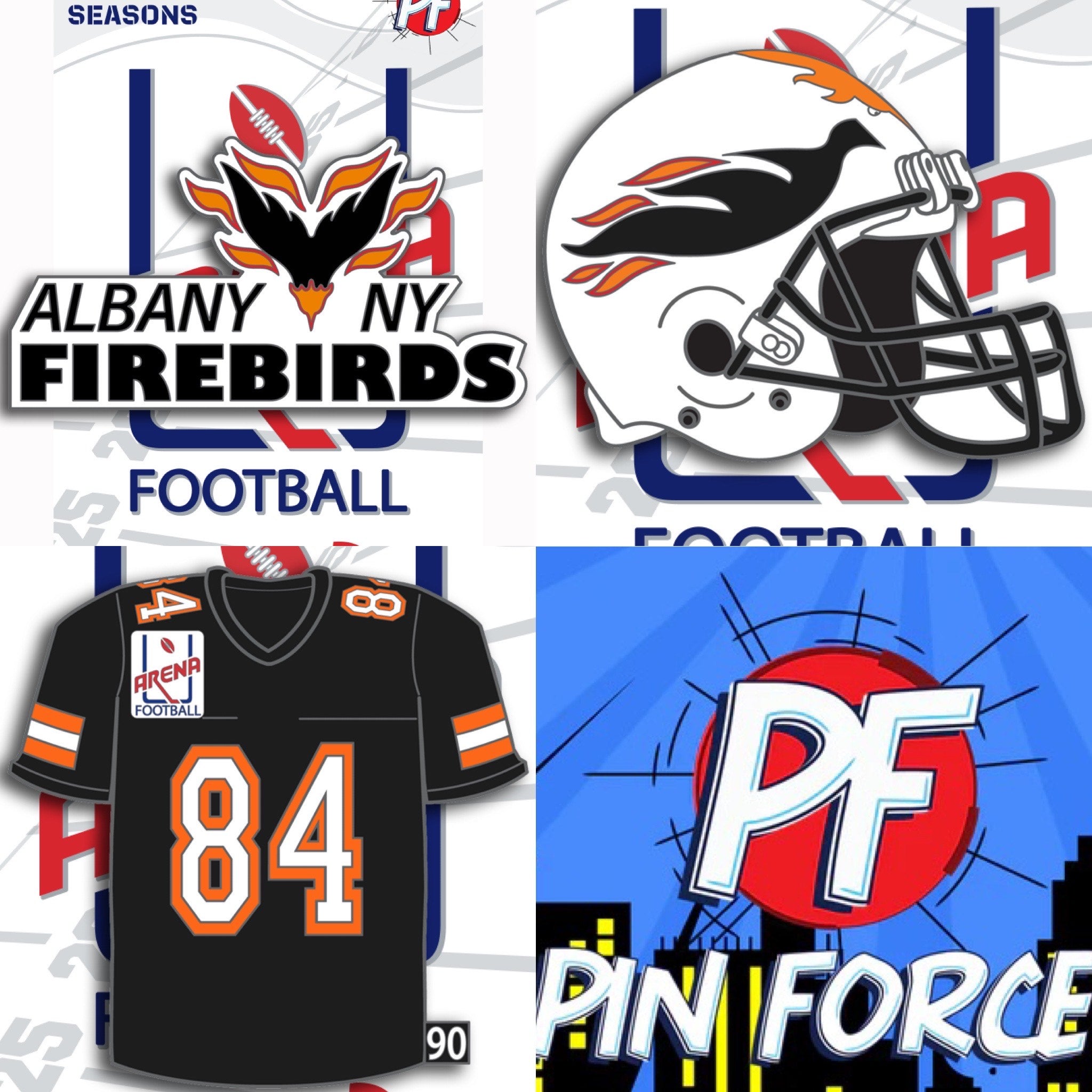Arena Football ALBANY FIREBIRDS HELMET 1990 Season| PinForce