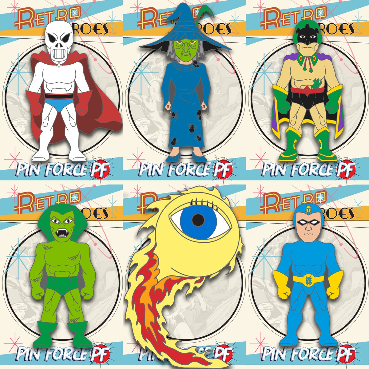 RetroHeroes™ Classic SERIES 3 Collection 6 pin set #418| PinForce