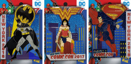 DC Comics Batman, Wonder Woman, Superman NYCC Show Pins 3 Pack